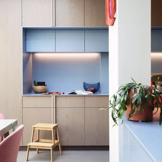 HIMACS brings colour and warmth to this modern Scandinavian-style kitchen