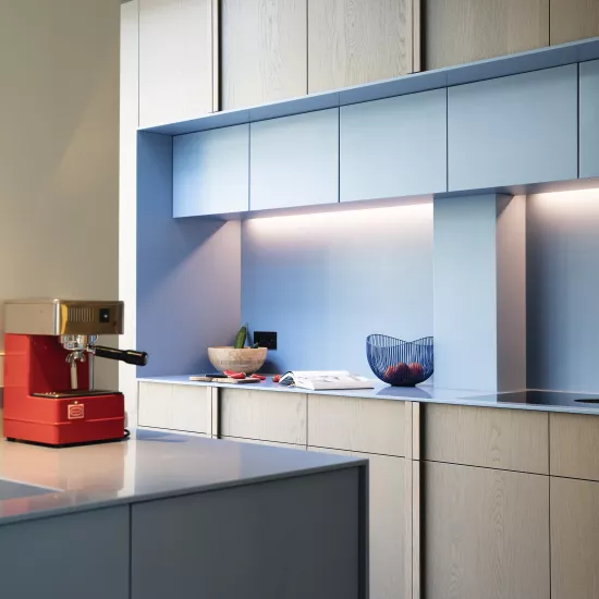 HIMACS brings colour and warmth to this modern Scandinavian-style kitchen