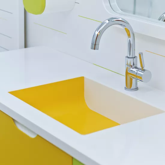  HIMACS brings a splash of colour to the bathroom