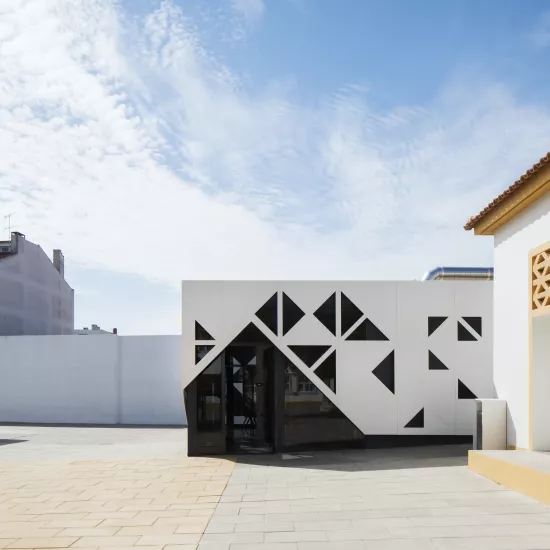 Spectacular HIMACS façade: traditional school architecture meets high-tech material 