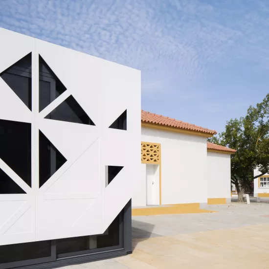 Spectacular HIMACS façade: traditional school architecture meets high-tech material 