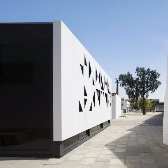 Spectacular HIMACS façade: traditional school architecture meets high-tech material 