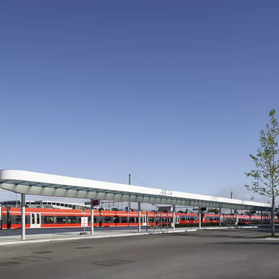 Translucent surround in HIMACS illuminates central bus station in Germany