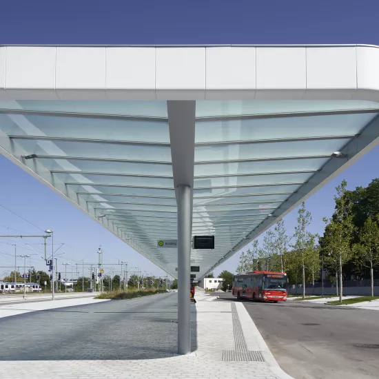 Translucent surround in HIMACS illuminates central bus station in Germany