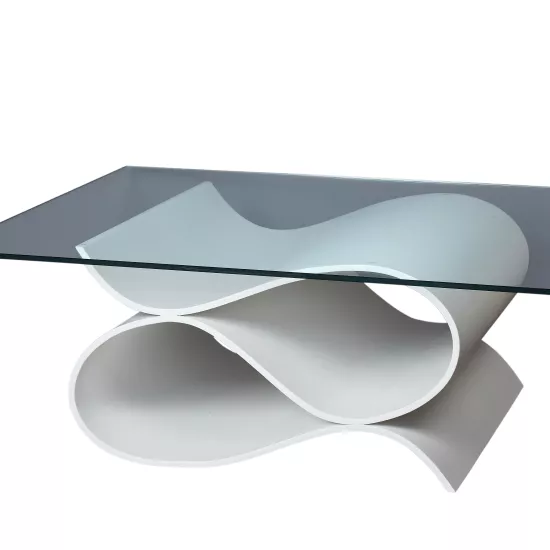 The Ripple Table, made with HIMACS Ultra-Thermoforming, featured at 100% Design