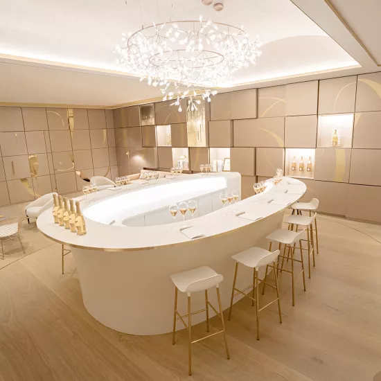 A majestic HIMACS bar counter for Roederer Champagne