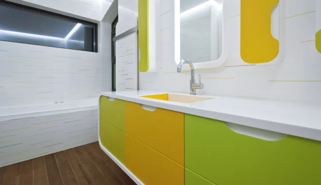  HIMACS brings a splash of colour to the bathroom