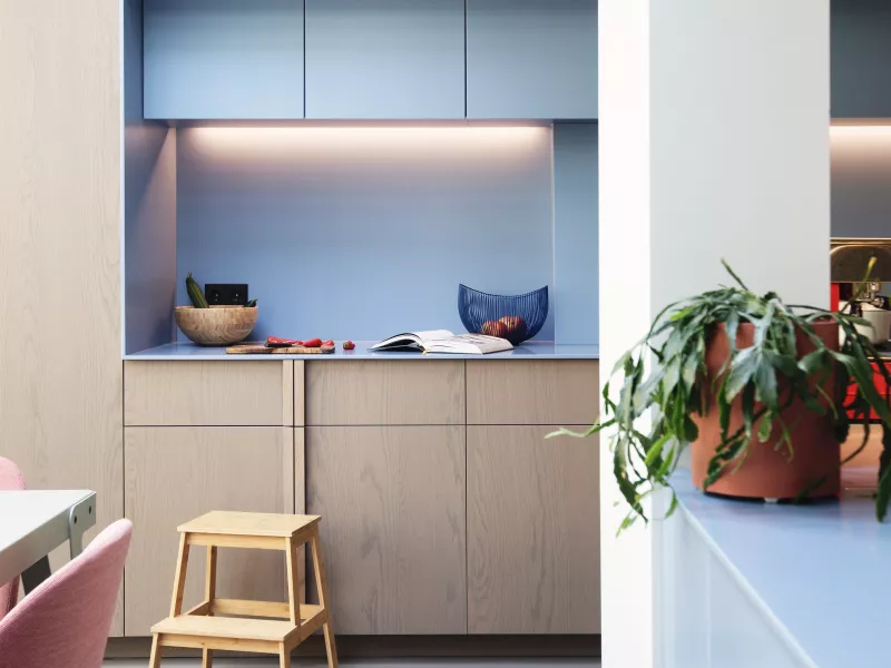 HIMACS brings colour and warmth to this modern Scandinavian-style kitchen