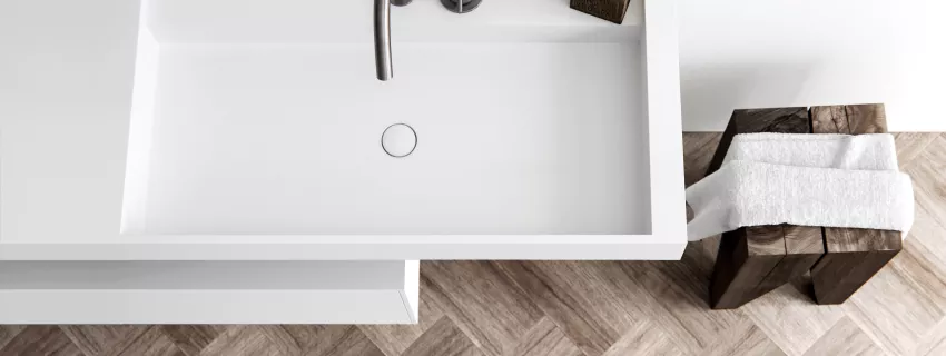 HIMACS: Klare Linien und der moderne Style der Waschbecken des Designers Baths by Clay