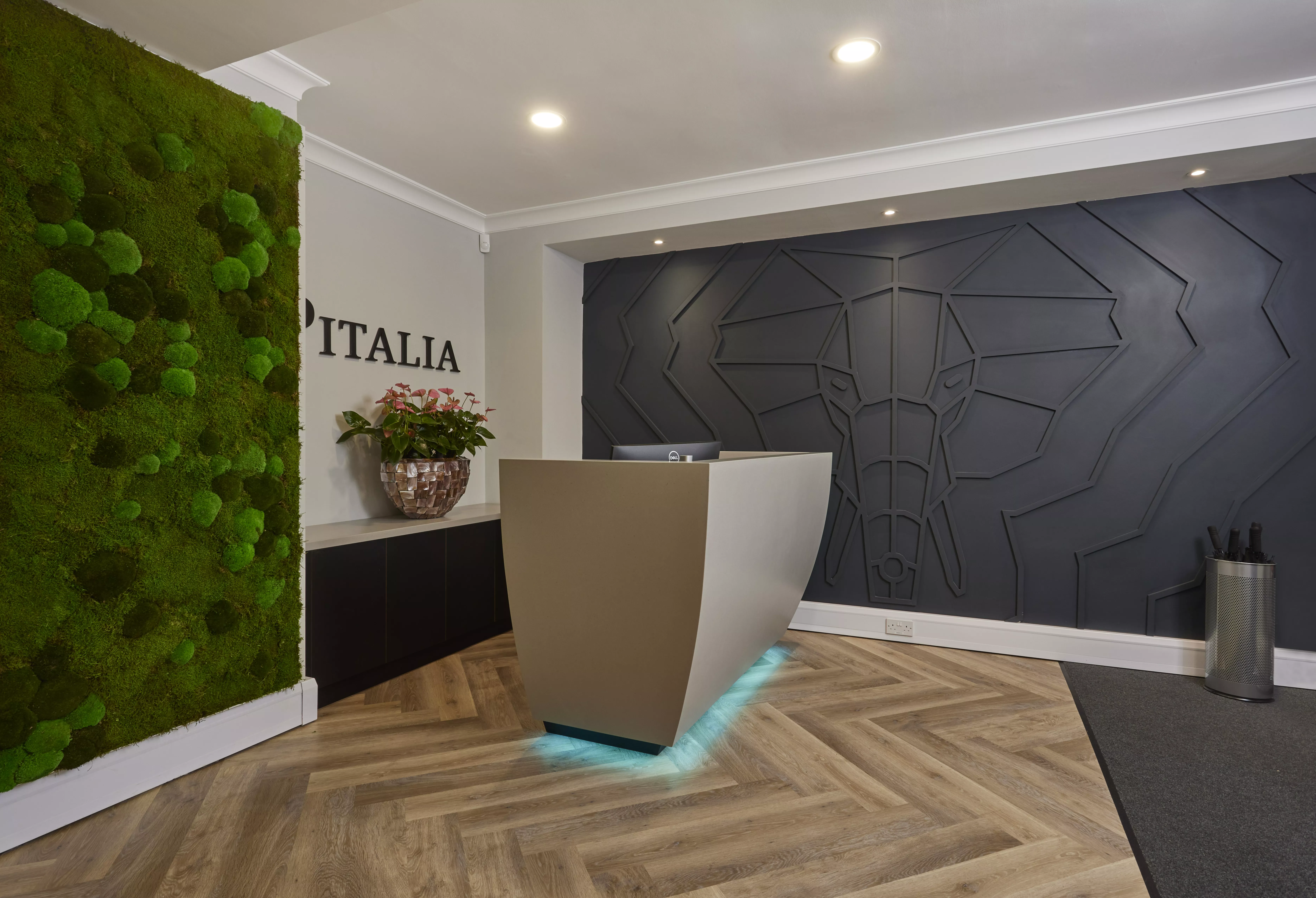 HIMACS creates a striking and sculptural reception desk at Pitalia’s new Manchester office
