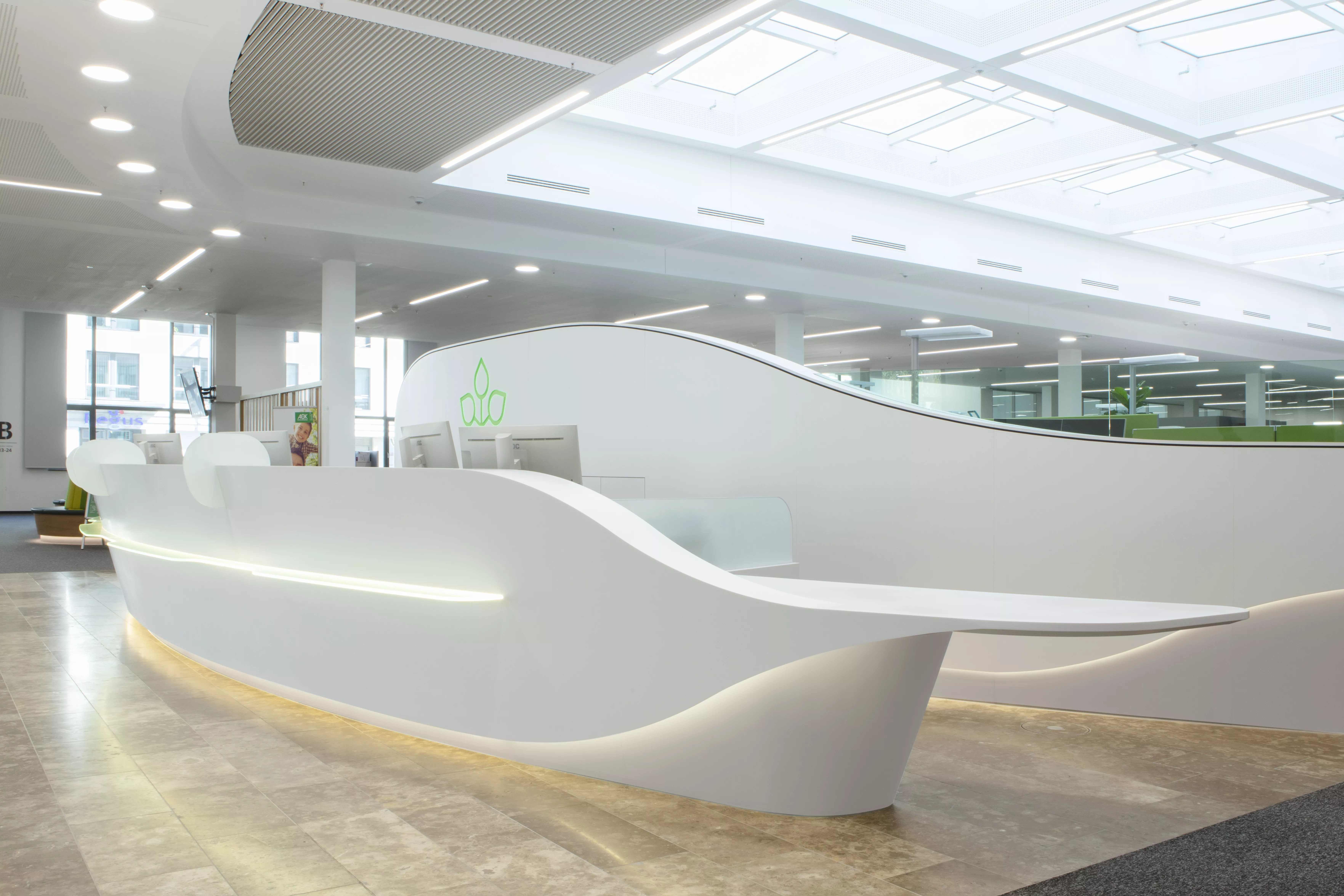 A captivating HIMACS reception desk for AOK offices