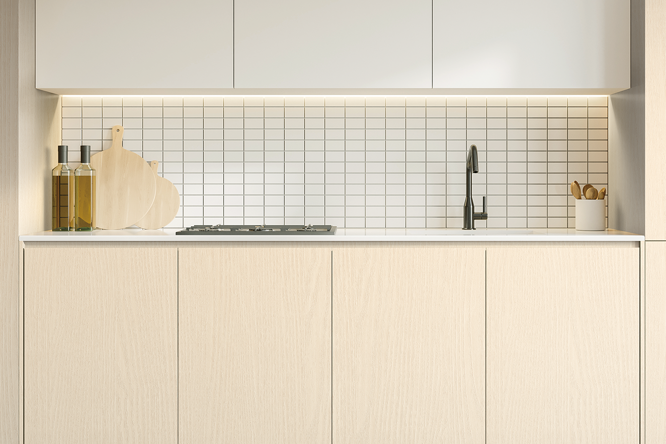 LX Hausys BENIF - Elevate your kitchen with a backsplash update using budget-friendly porcelain or ceramic tiles for instant freshness and luxury.