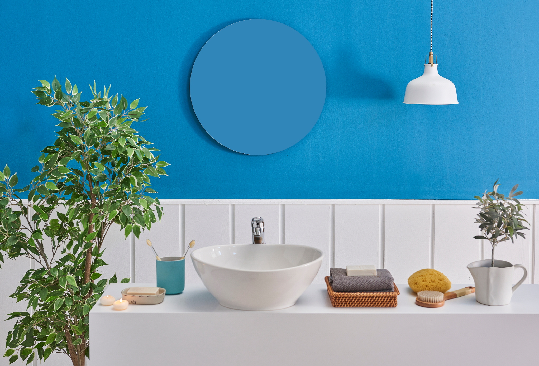 Go monochromatic to create a unique vibe or use diverse colors to personalize your half bathroom.