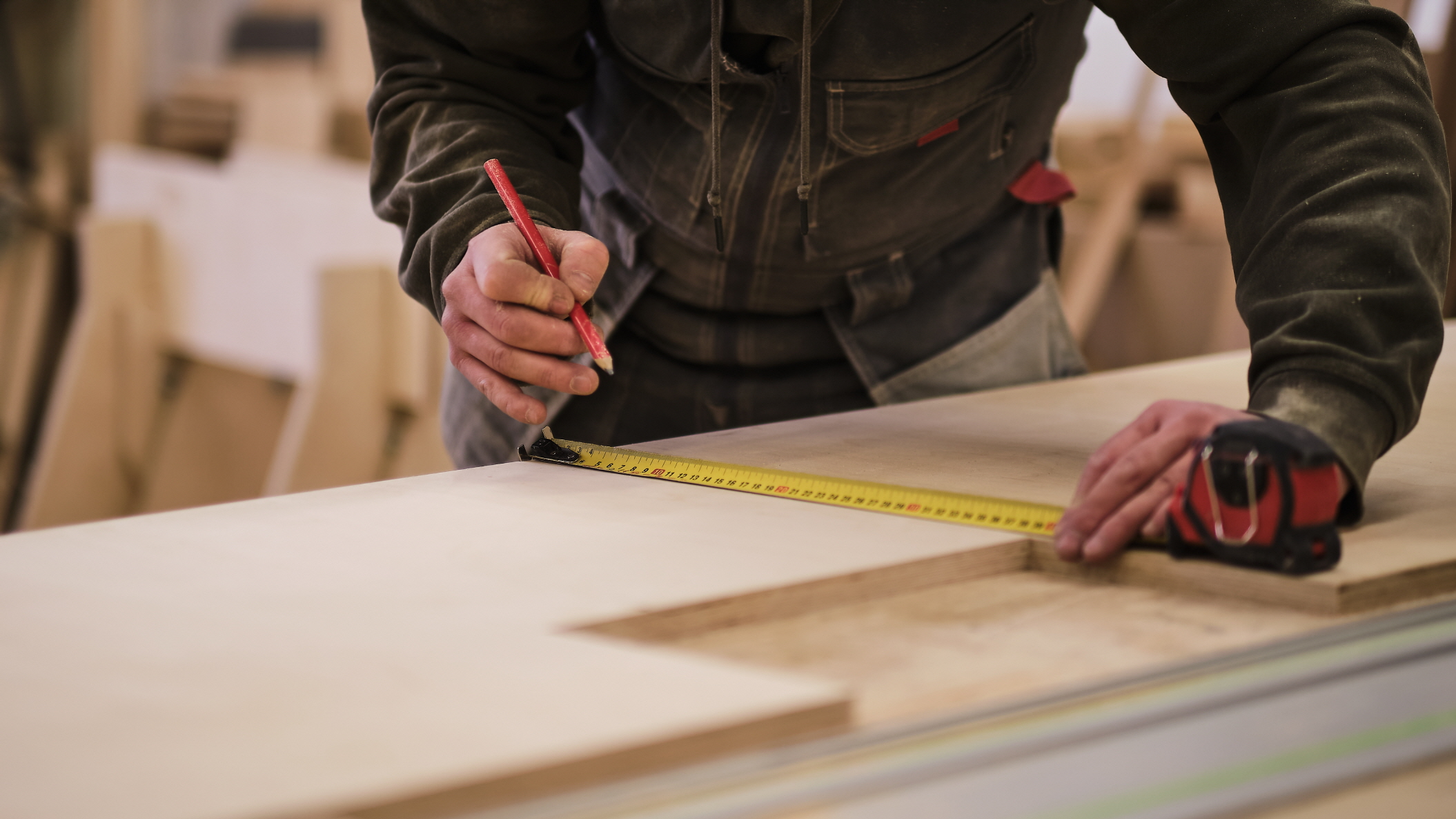 Measure and mark the length of the wood. 