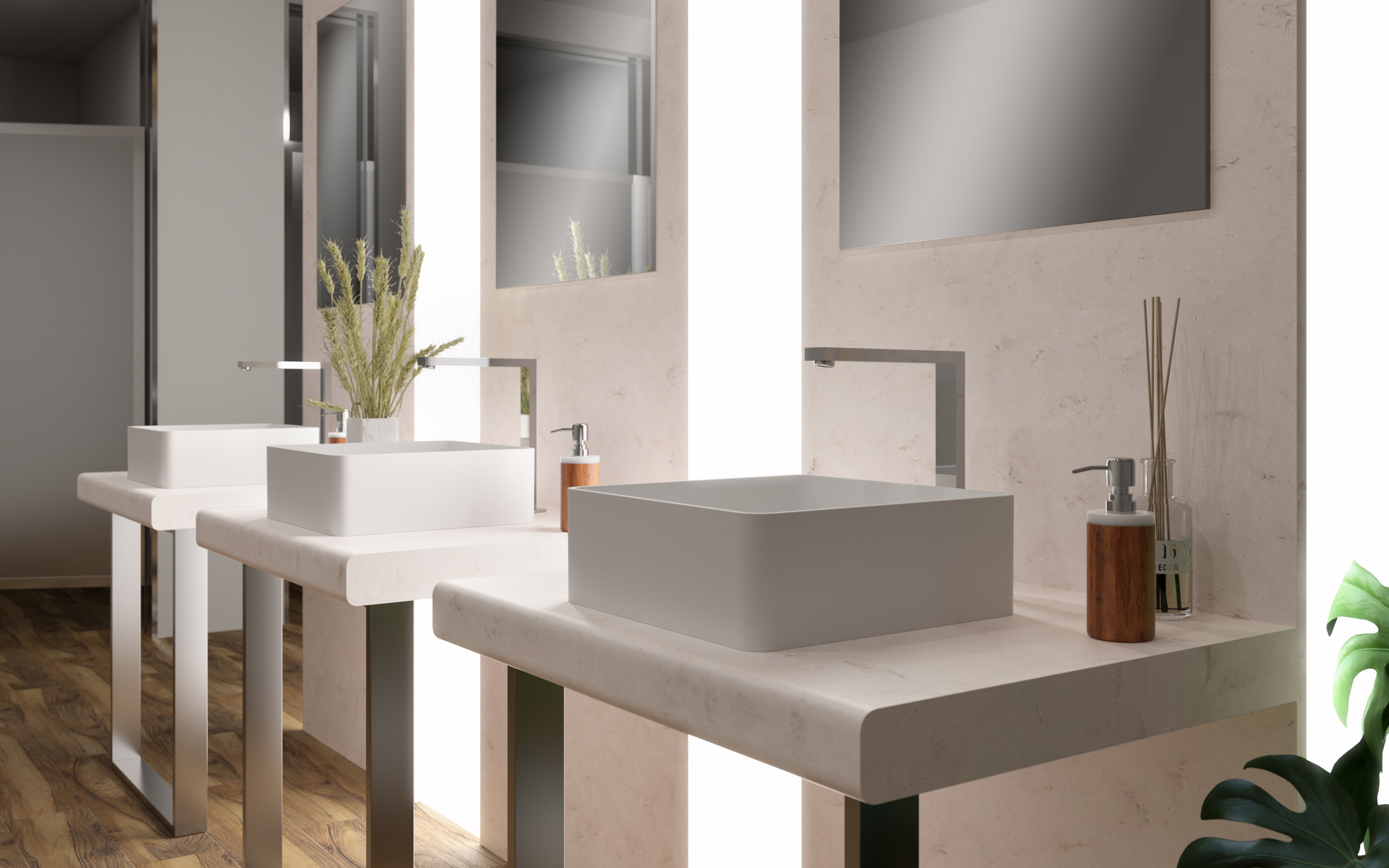 LX Hausys offers high-quality vanity tops and sinks that blend functionality with aesthetic appeal.