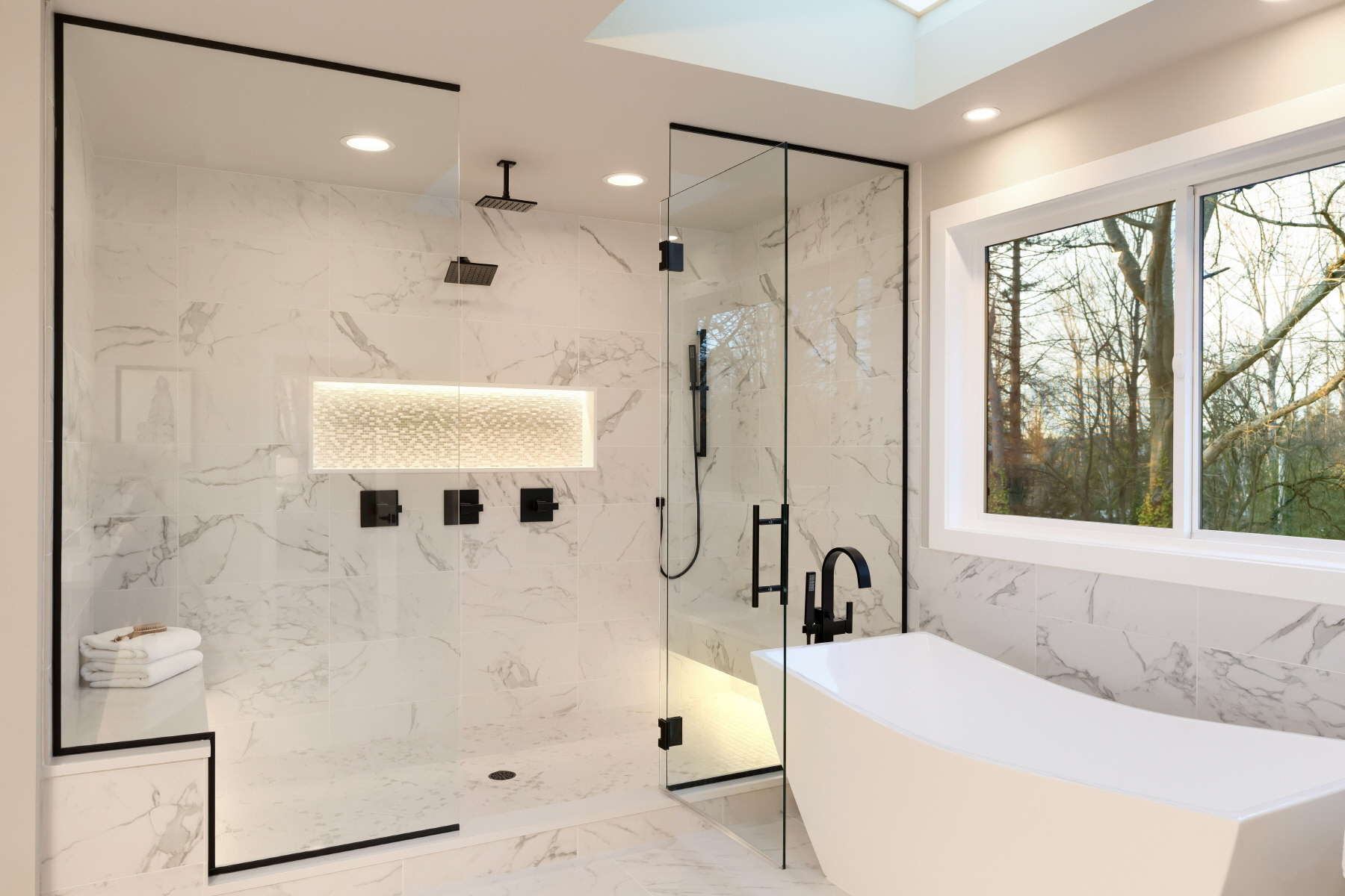 The lighting design of a walk-in shower transforms your shower into a soothing and revitalizing experience.