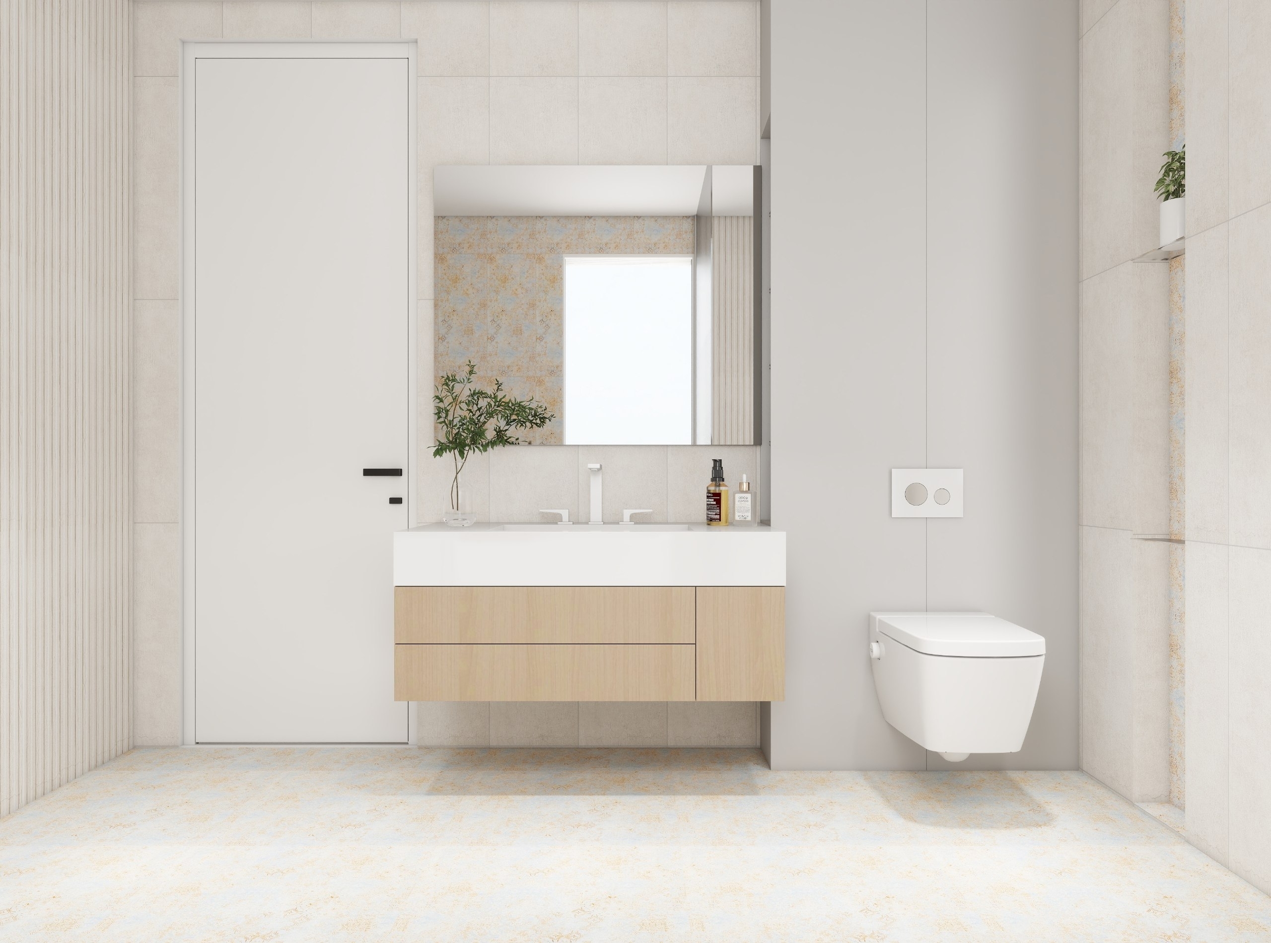 Simplify your bathroom's aesthetic with a monochromatic color palette to maintain a serene atmosphere.