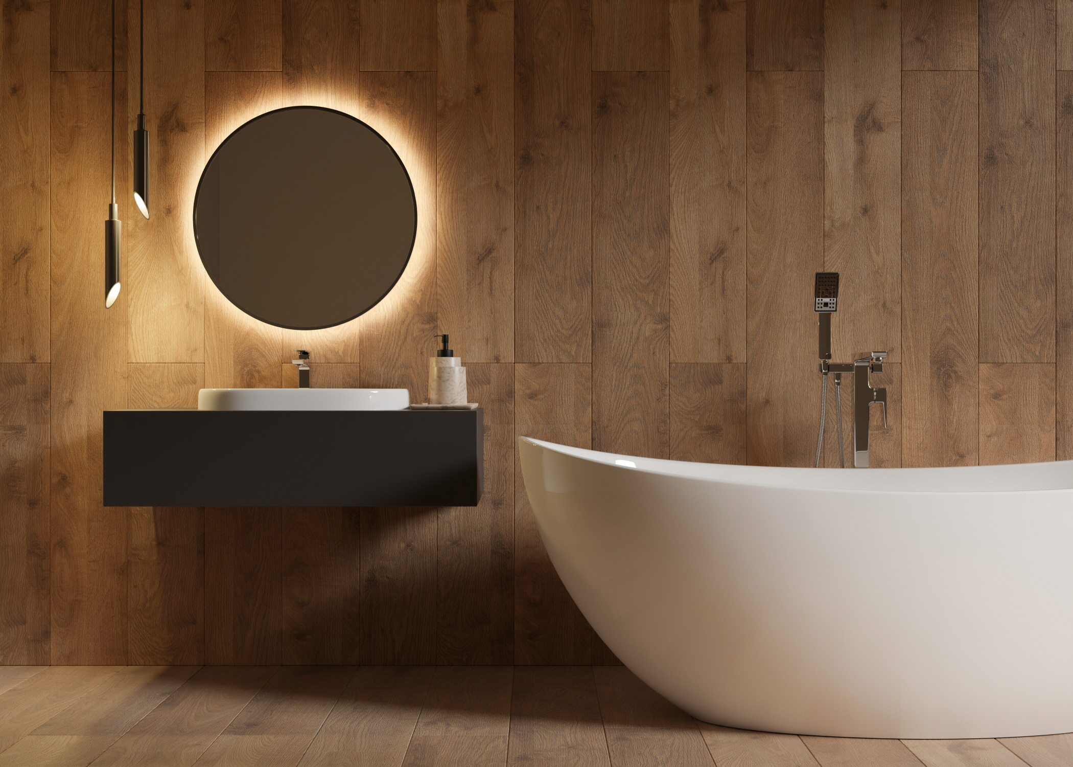 If you are dreaming of a vacation-inspired bathroom, consider incorporating natural materials like wood and stone.