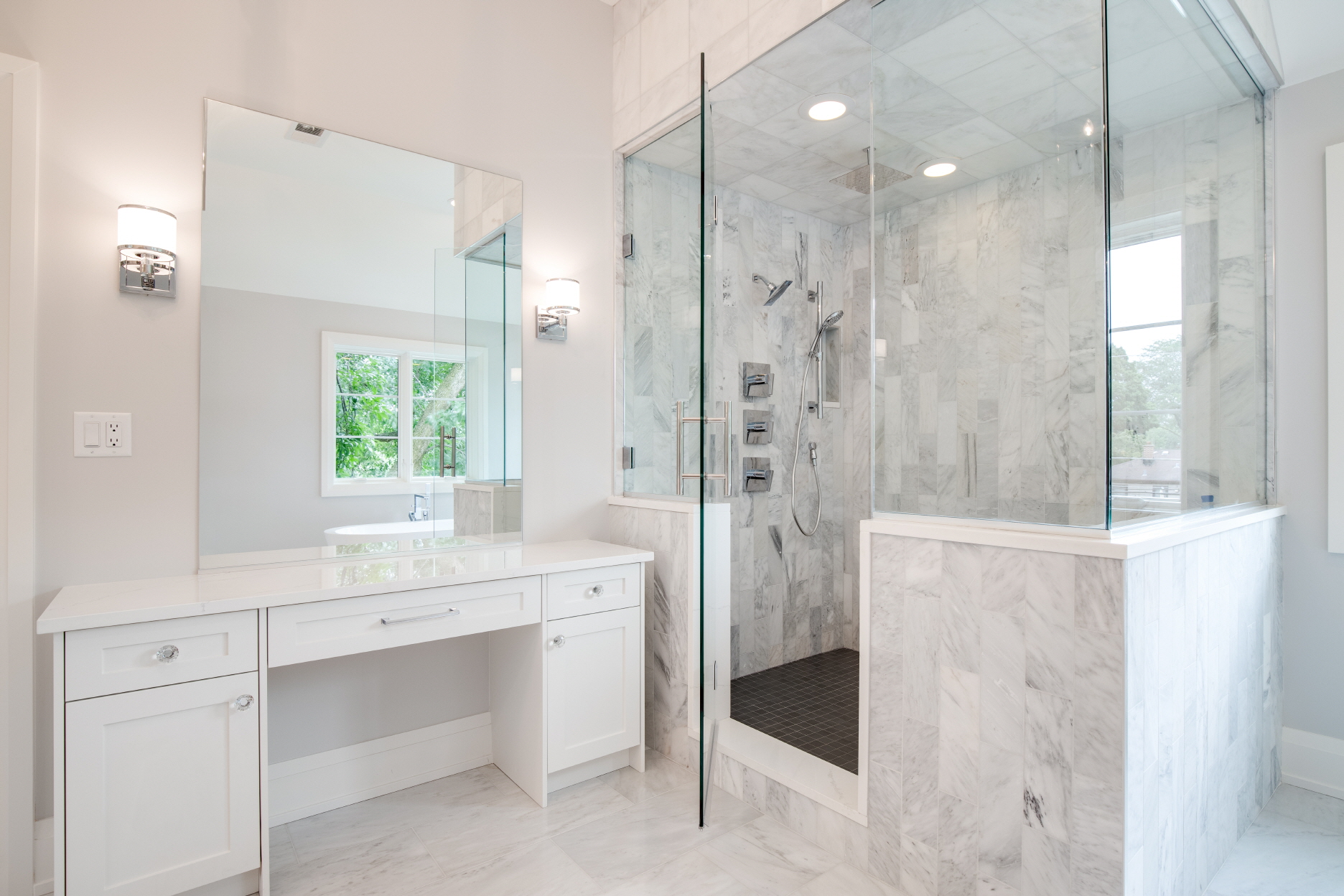 Place a mirror in the bathroom to capture the outside view.