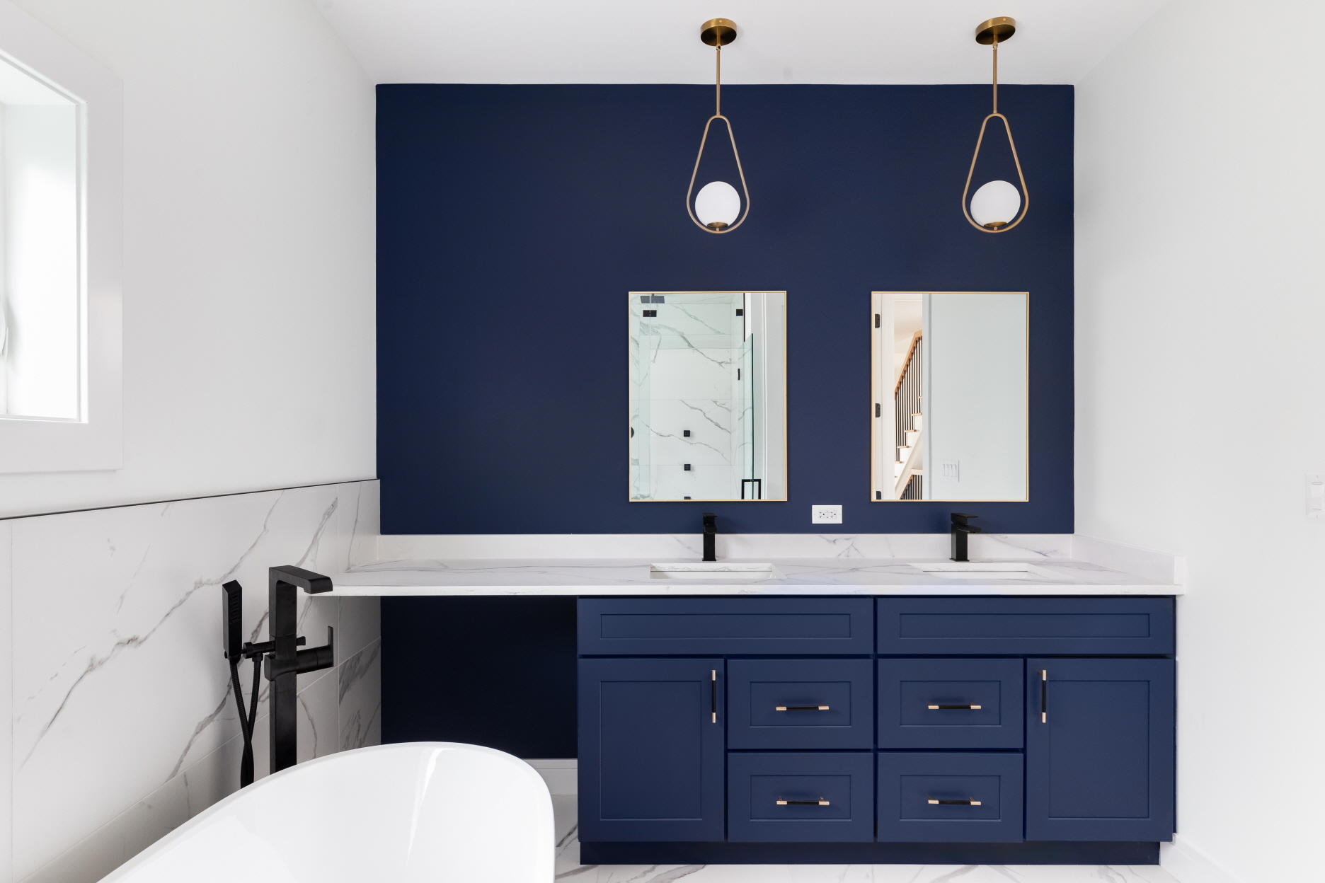 Midnight Blue adds sophistication and a touch of mystery to your guest bathroom.