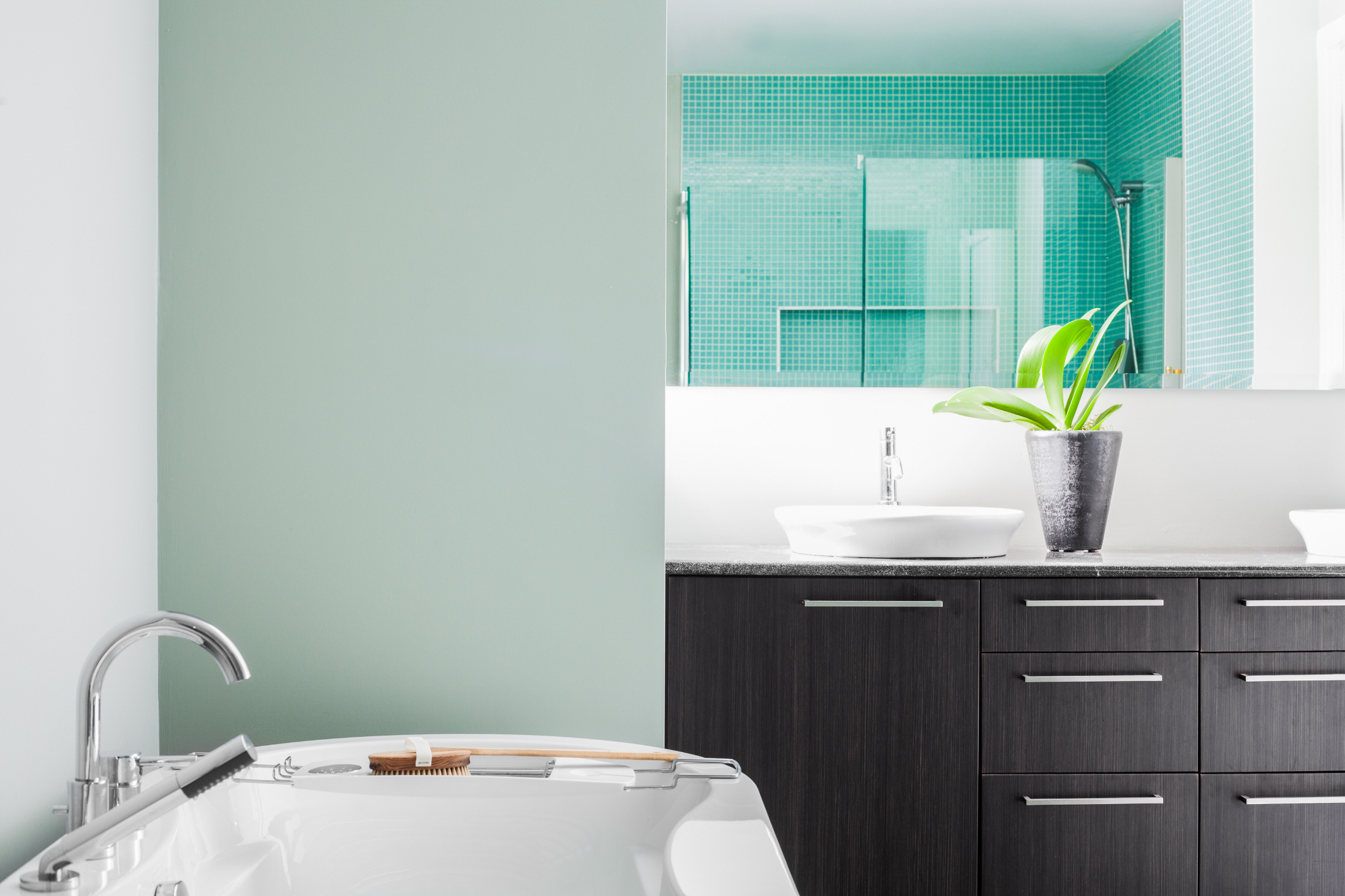 Light colors have the effect of making a small bathroom space feel more open.