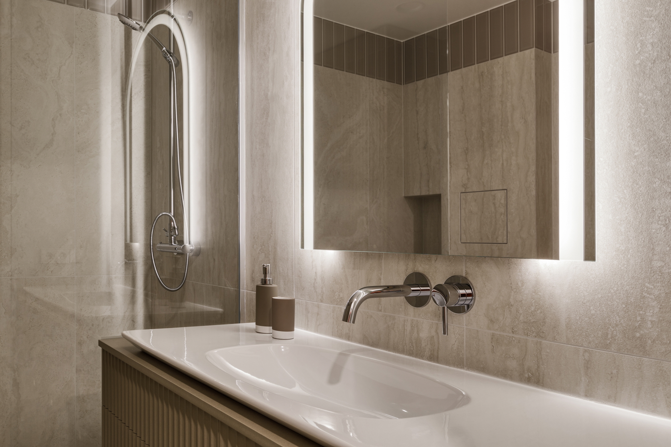 Transform the entire mood of your bathroom with the right lighting.