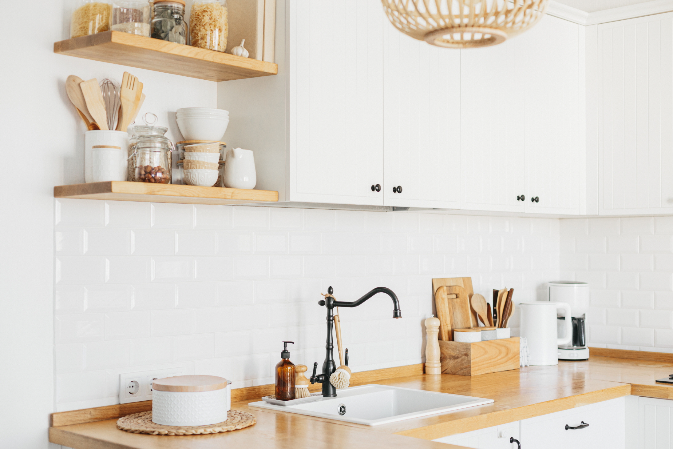 Open shelving can add a modern and spacious vibe to your kitchen.