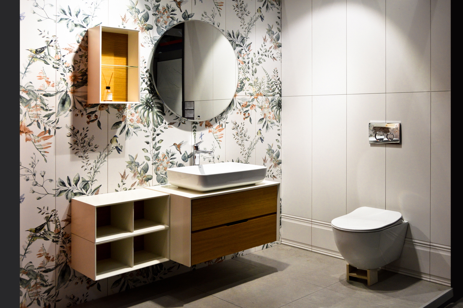 A bird-themed bathroom with tree branch elements can breathe new life into the space.