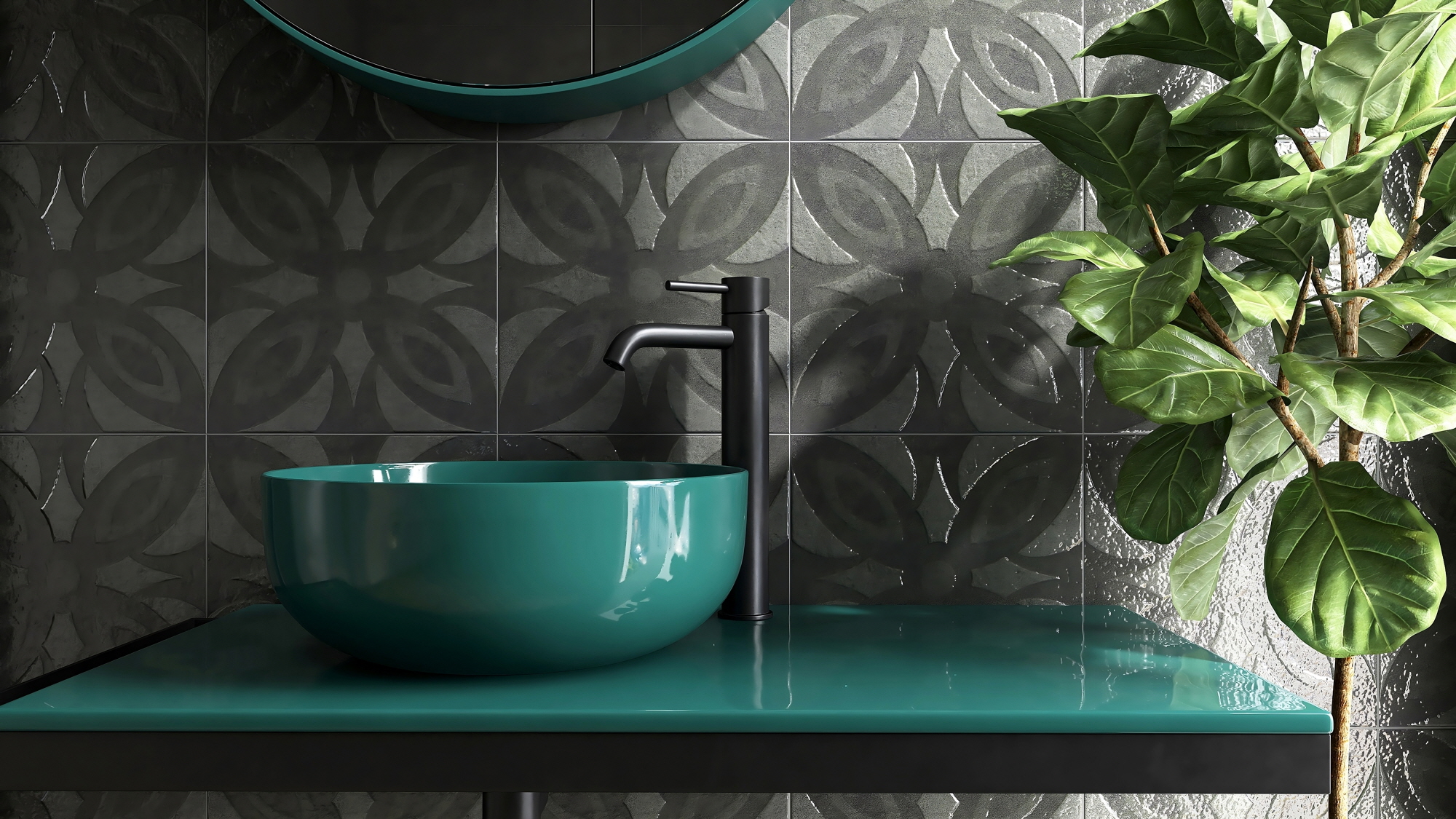 Geometric patterns can elevate your bathroom design, adding a bold and modern vibe.