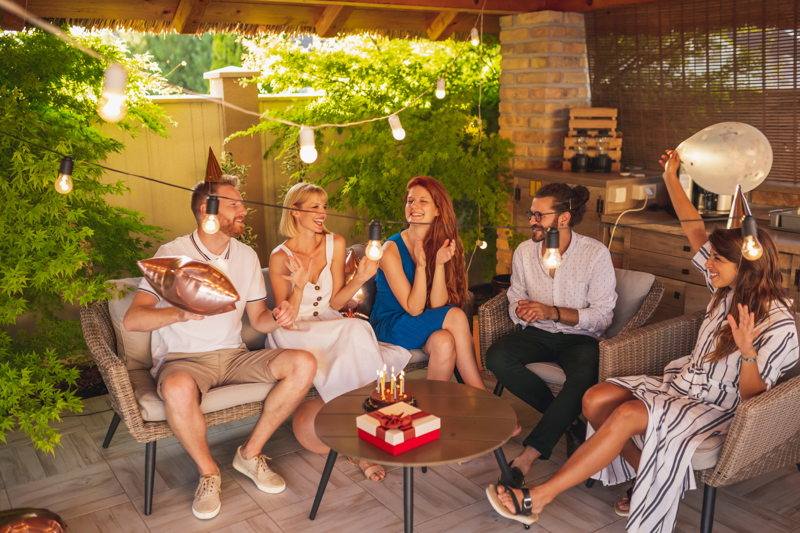 A cushioned bench can serve as both a dining chair and an intimate conversation space on your patio.