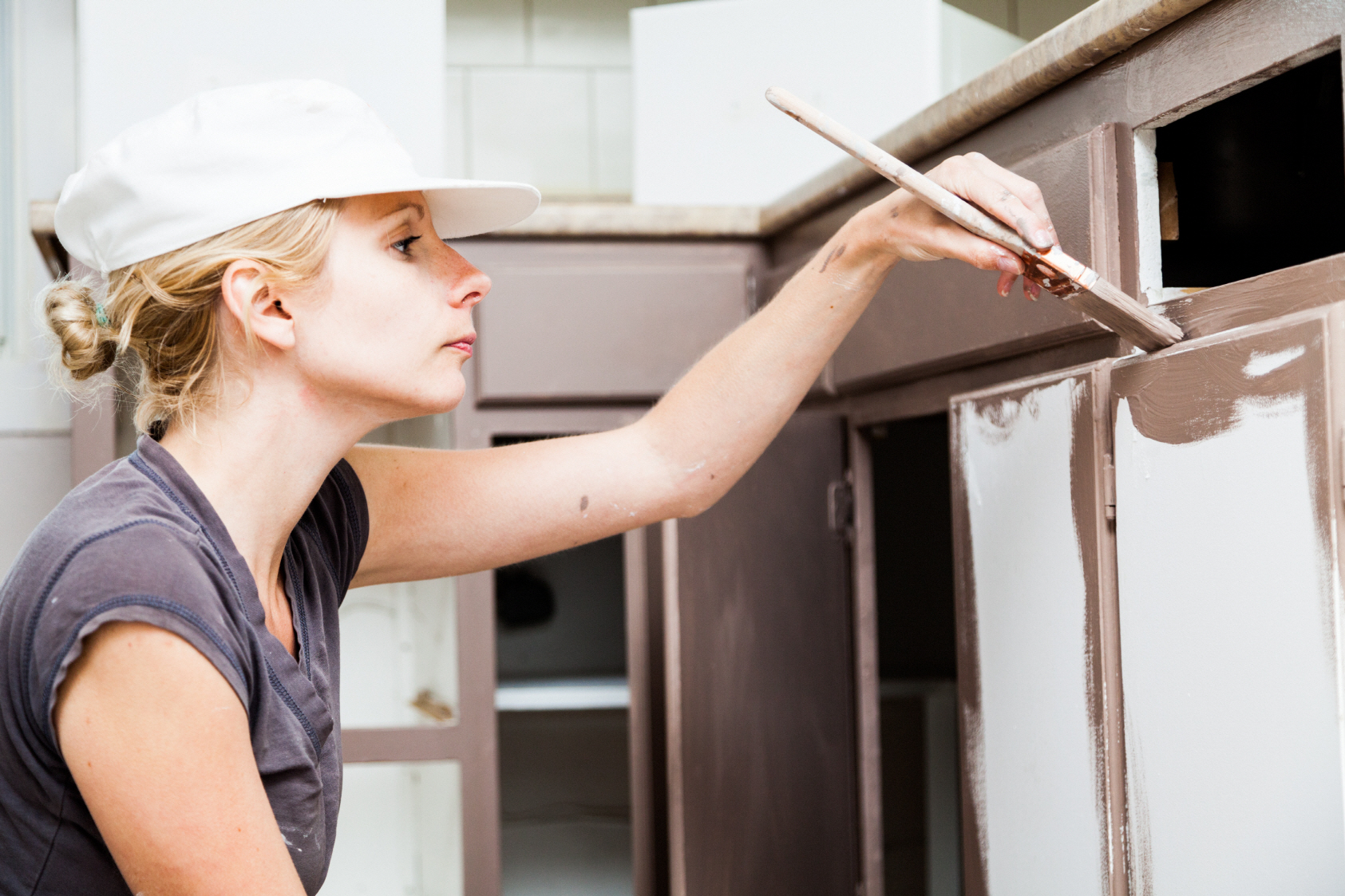 Give your cabinets a fresh new look with a coat of paint.