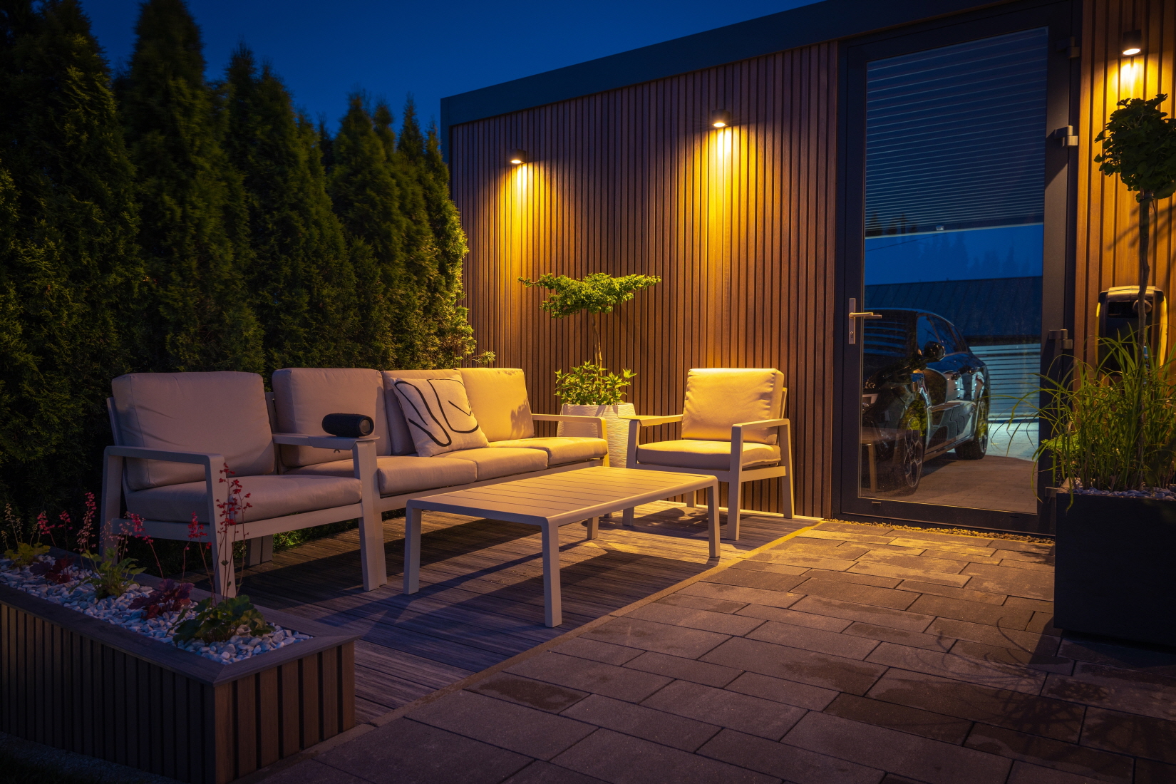 To create a comfortable outdoor space, strategically choose the type and placement of your lighting.